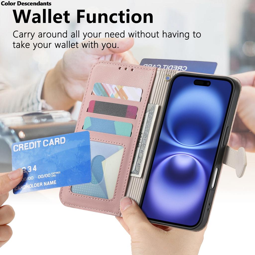 Zipper Wrist Strap Leather Wallet with Card Slot Phone Case for IPhone 17 Air 16 16E 15 14 13 12 Pro Max Plus Protective Cover
