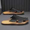 Fashion Men's Big Size Handmade Premium Leather Closed-Toe Sandals Summer Breathable Comfortable Flats Outdoor Daily Slippers Male Shoes
