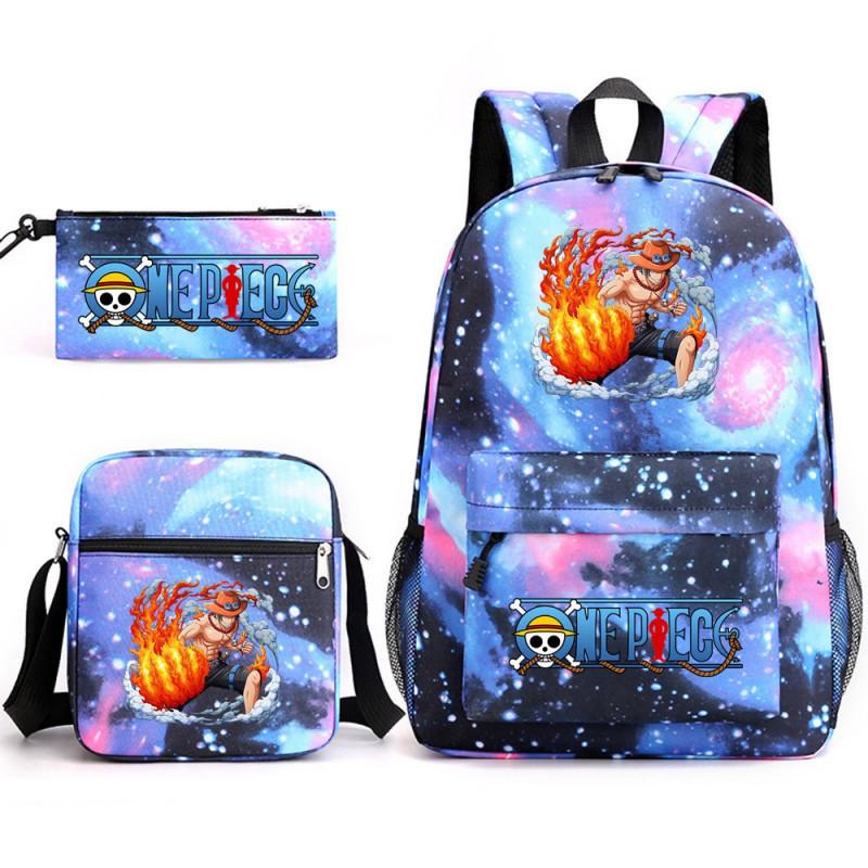 One Piece Anime Backpack Kids School Use Large Capacity Oxford Fabric Dual Shoulder Bag With Padded Straps