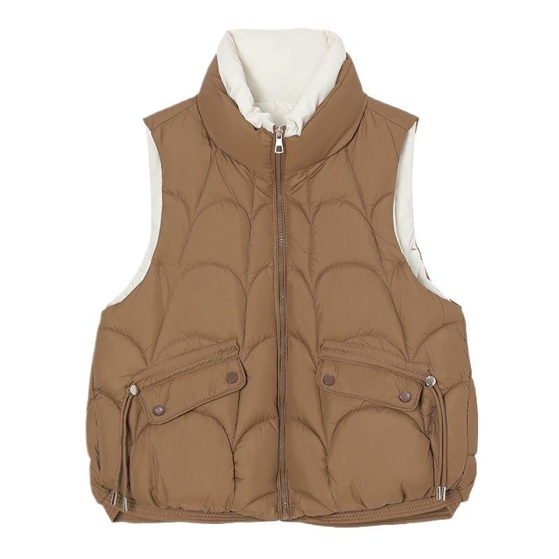 cotton-padded vest women's autumn and winter short stand-up collar loose down cotton vest outer wear cotton vest vest jacket