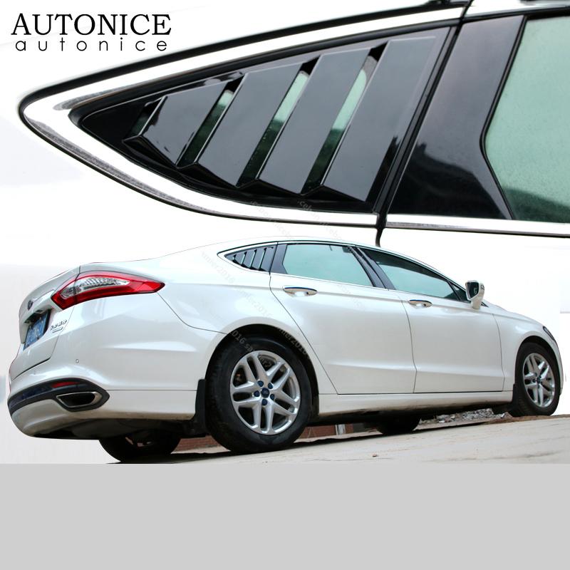 

2pc Shiny Black Rear Quarter Panel Window Side Louvers Vent Trim Fit for Ford Fusion Mondeo Asian and n Versions