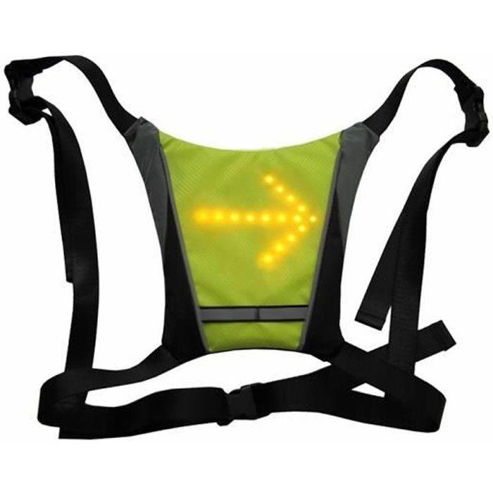 Dossard Gilet LED Clignotants - Bretelles Ajustables - Télécommande Sans-Fil Pour Cycliste Velo Moto Joggeur Marcheur Sac Ecole