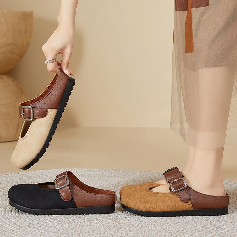 Women's shoes new fashionable versatile half tray lightweight Boken shoes soft sole comfortable casual shoes breathable slippers