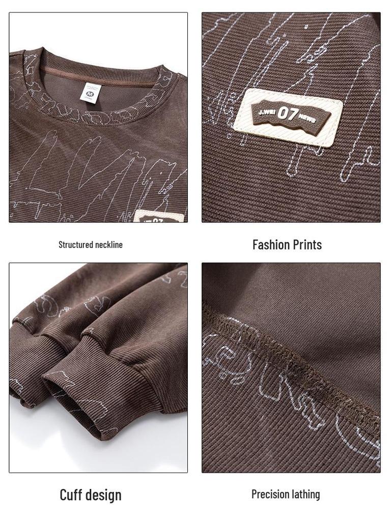 2024 Autumn Men’s Luxury Trendy Long Sleeve Round Neck Plus Size Hoodie