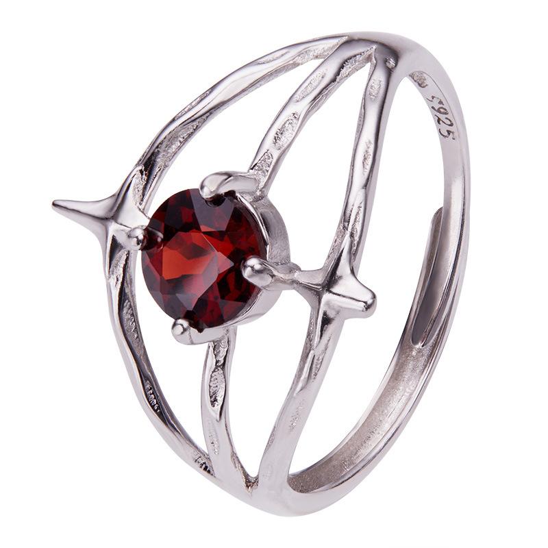 Bramble Mangxing Natural Citrine Topaz Olive Garnet Color Treasure Ring Women'S S925 Silver