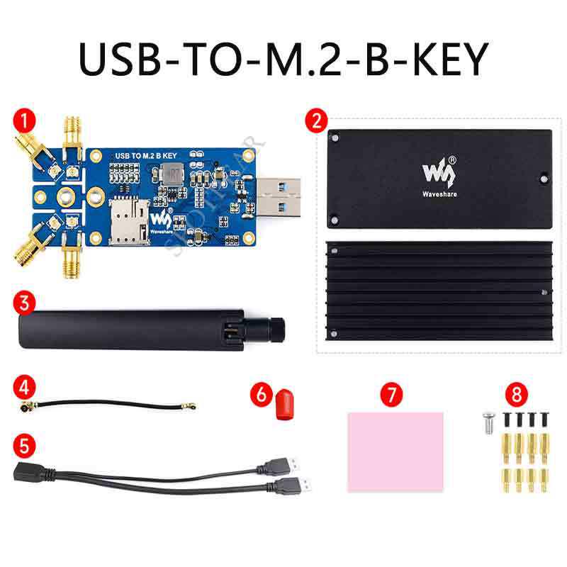 

Raspberry Pi M.2 Key B 5G USB 3.1 Донгл з чотирма антенами та металевим радіатором розширення
