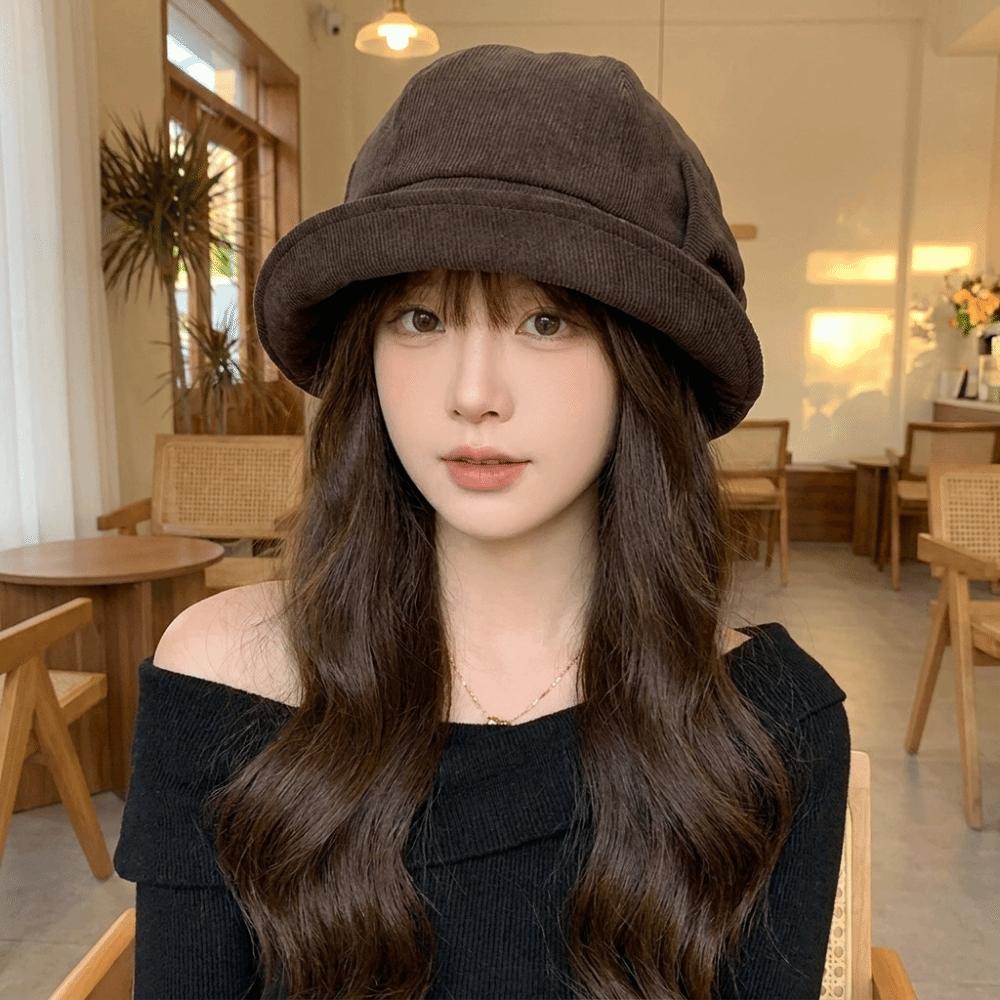 Small Brim Corduroy Bucket Hat Bowknot Basin Cap Vintage Fisherman Cap Lady Accessory