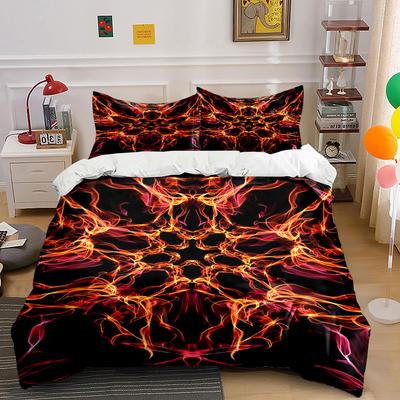 Fiery Flame Symmetrical Pattern. Bedding Sets Duvet Cover Sets Duvet Covers Pillowcases(1 * Duvet Cover 2 * Pillowcases Without Duvet Insert)