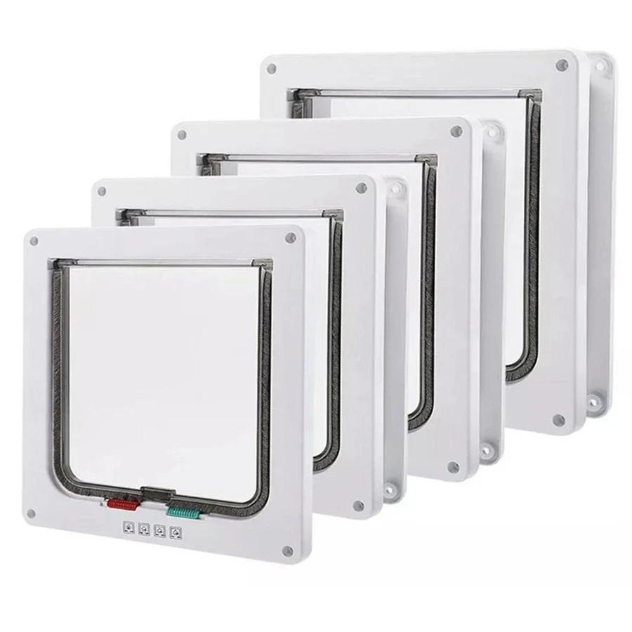 Flap Door for Dog and Cat, with 4-way Safety Lock, Transparent ABS Plastic Door, Four Sizes (S/M/L/XL)