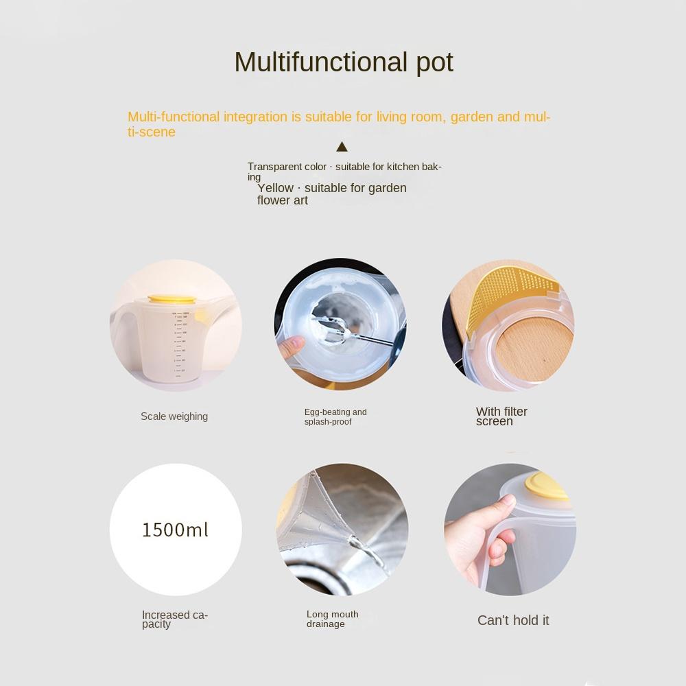 1500ml With Scale Mixing Cup With Filter and Lid Watering Can Gifts Baking Tool