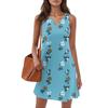 Women Summer Dresses V-Neck Print Sleeveless Sundress Casual Dress