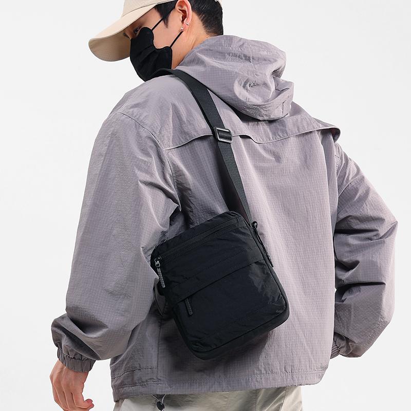 Men's Shoulder Bag Vertical Crossbody Bag Solid Color Nylon Bag
