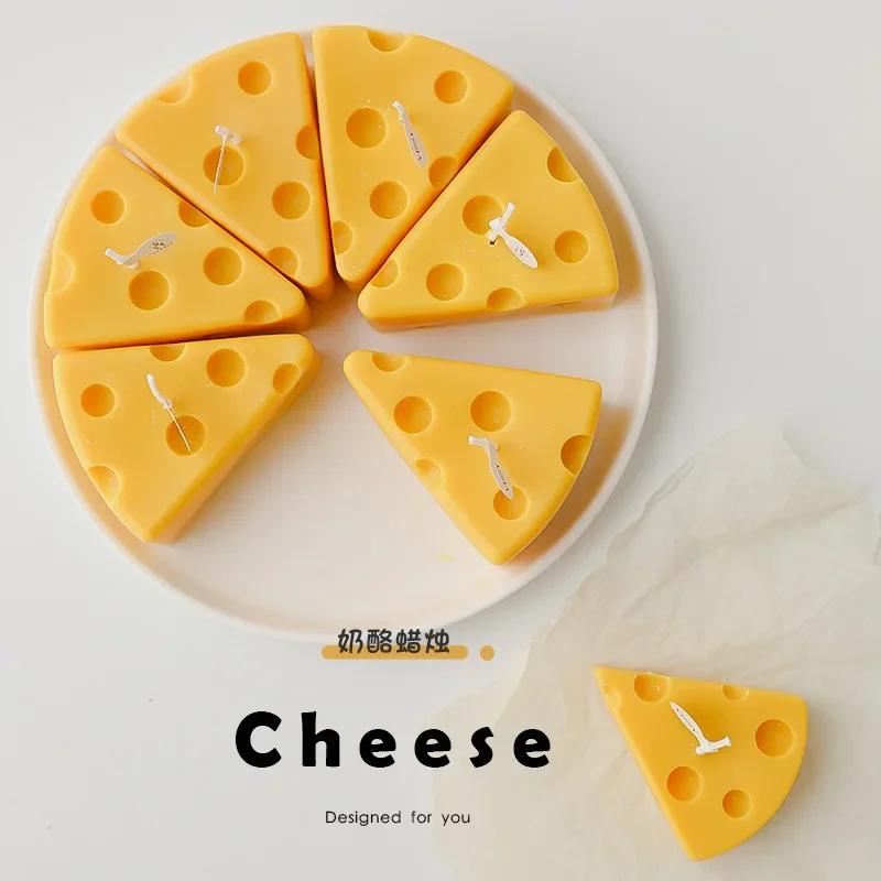 Cheese Shaped Scented Candles Yellow Cake Aromatherapy Candle Relaxing Birthday Gift Home Decoration Bedroom Ornament
