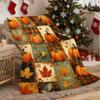 Coperta in Flanella Peluche Ultra-Morbida Adatta per - Copriletto Accogliente - Coperta Autunnale Zucca Foglia d'Acero in Caldo Arancione Rosso Giallo Verde Marrone Beige - Copriletto