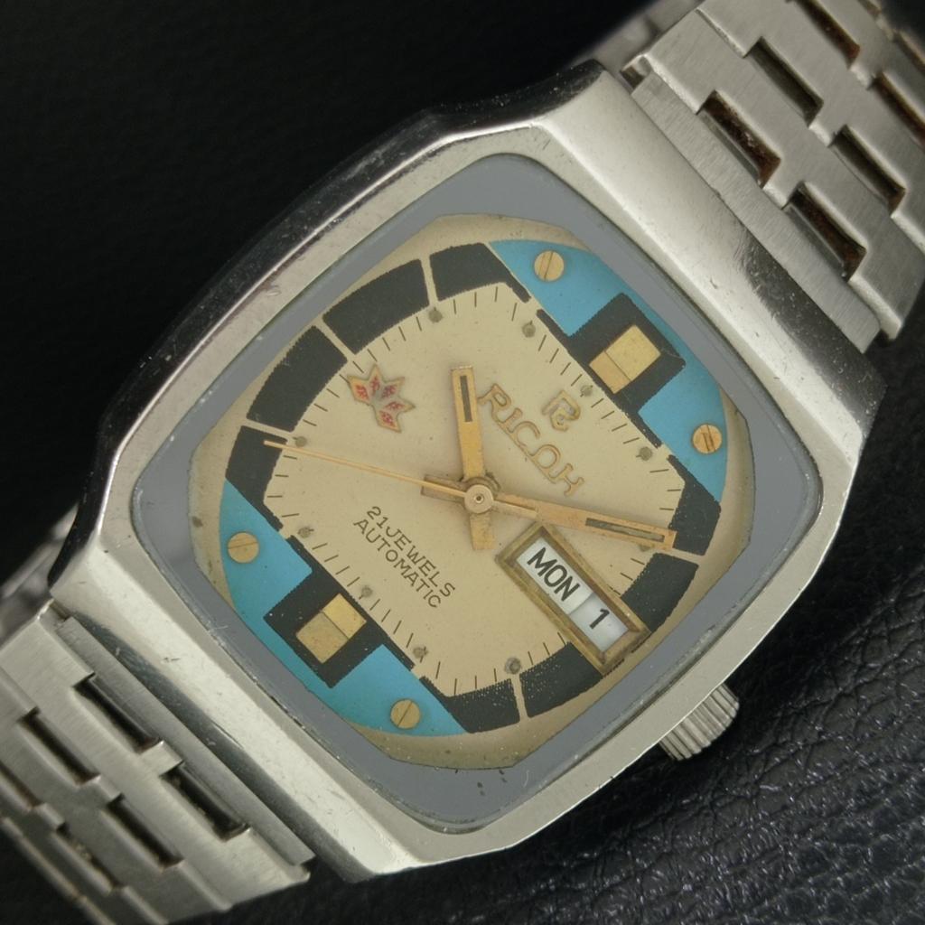 GENUINE VINTAGE RICOH R31 AUTOMATIC JAPAN MENS GOLDEN COLOR DIAL WATCH a705512-1