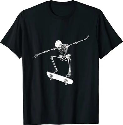 Halloween Skateboard Shirt Boy Skateboarding Men Skeleton T-Shirt