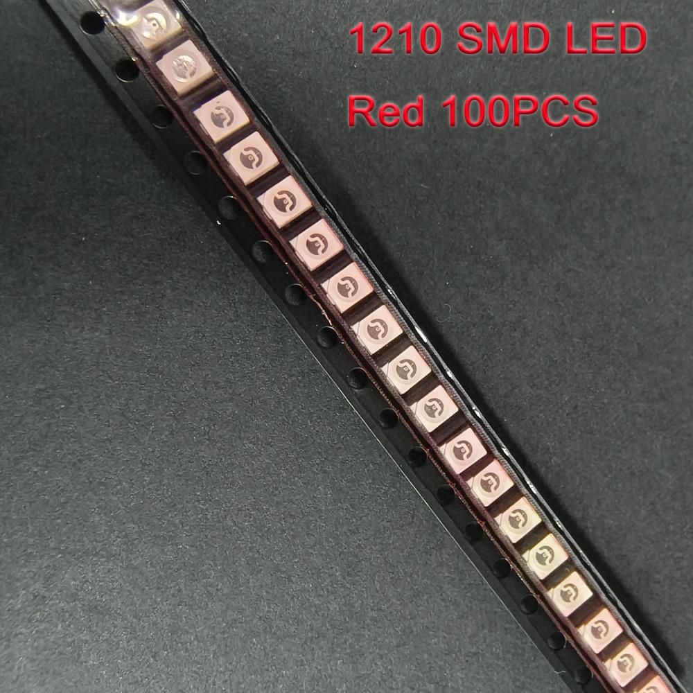 100PCS 1210 LED Ultra Bright SMD Light Emitting Diode Kit 5 Colors Miniature LED Blue Red White Yellow Green