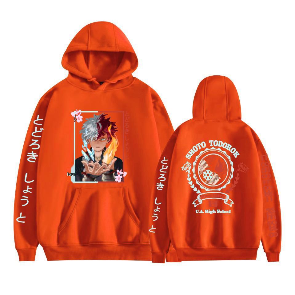 My Hero Academia Japon Anime Baskılı Unisex Bol Kesim Çift Şeritli Kapüşonlu Sweatshirt