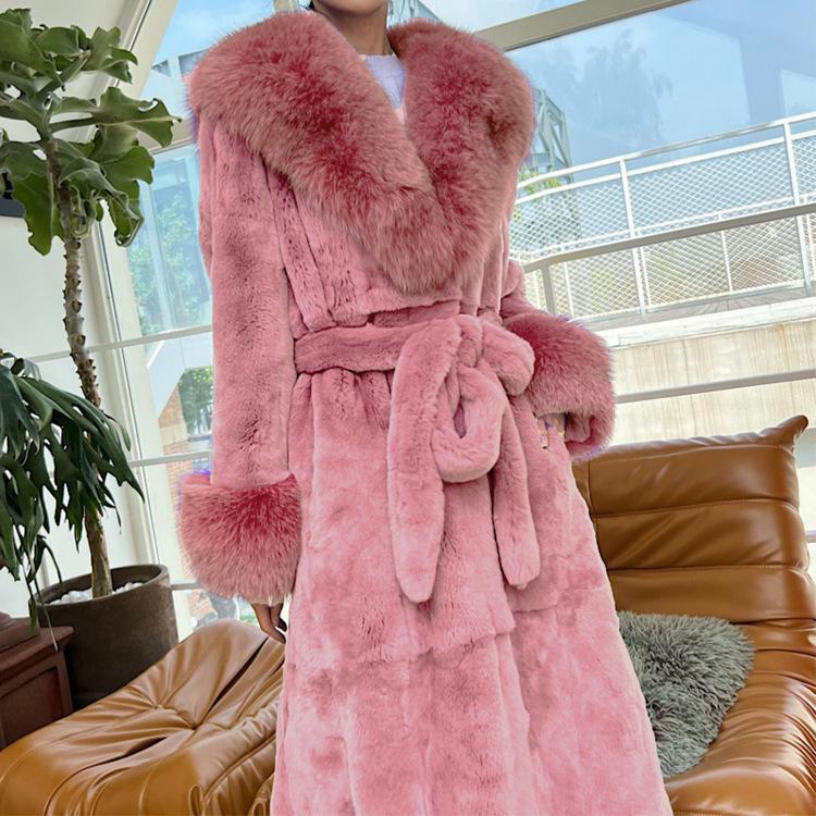 Autumn and winter big fur collar fashion fur coat women's medium and long thickened European and American temperament loose casual coat
