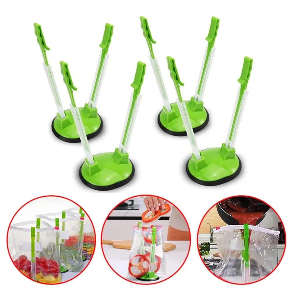 Adjustable Baggy Rack Holder Storage for Food Prep Bag Plastic Freezer Bag Ziplock Bag Holder Stand Meal Planning Kitchen Gadget