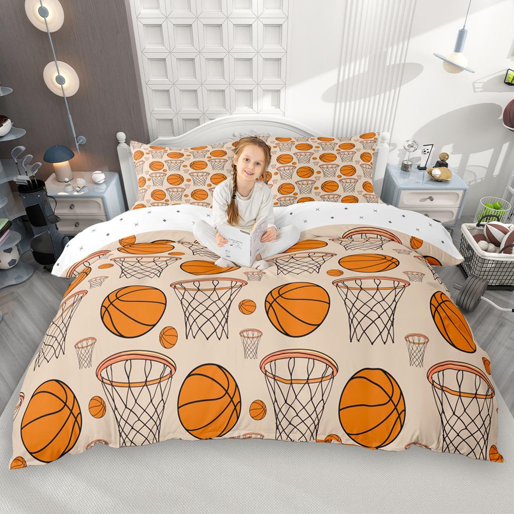 Homewish Sports Theme Duvet Cover Set For Kids Teen Boys 2Pcs/3Pcs Baseball Hockey Basketball Bedding Tennis Football Bed Set