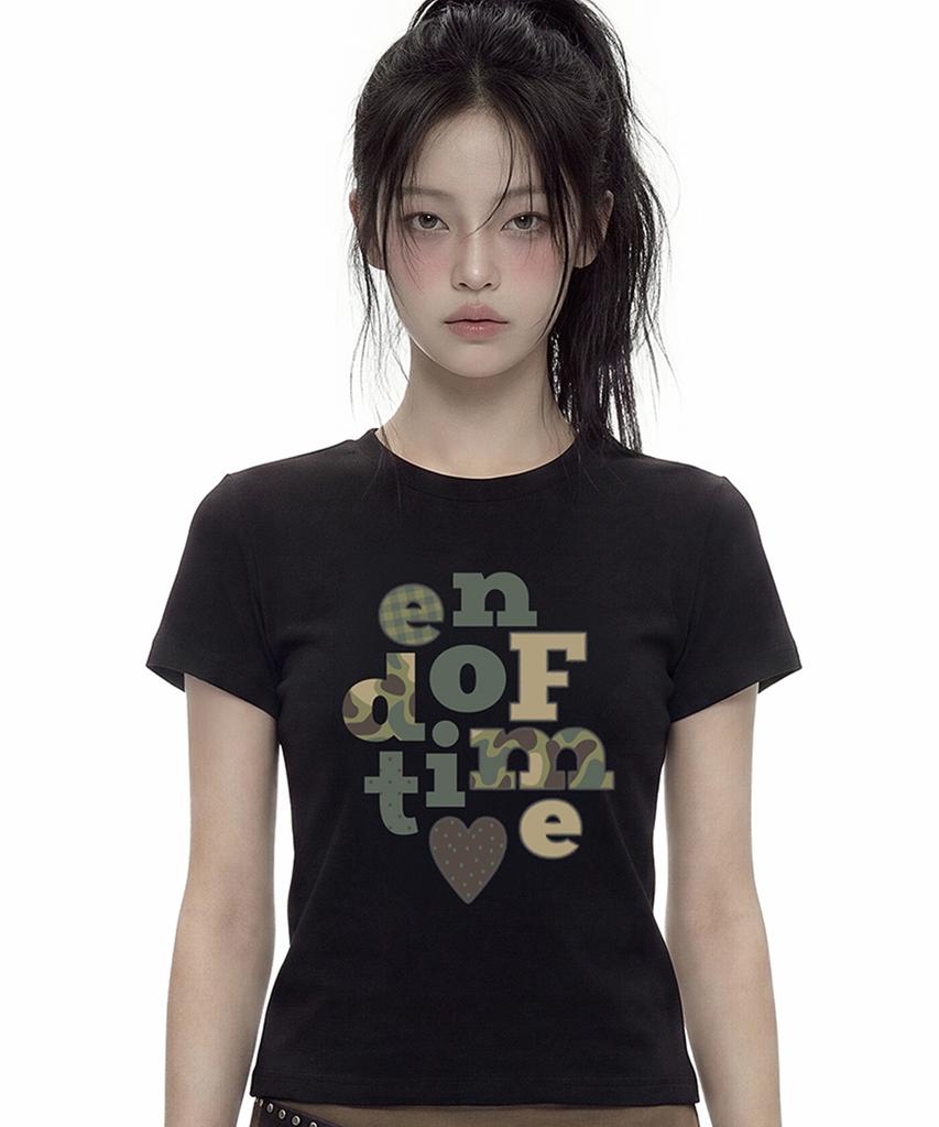 GRAVER [Woman]Endoftime_Camo Slim Short Sleeve T-Shirt_2 Colors