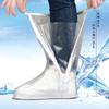 High Tube Rain Shoe Cover with Pressed Edge Thickened Sole Wear Resistant Rainproof Unisex Reusable PVC Outdoor Shoe Cover
