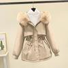 Autumn And Winter Mid Length Cotton Women's Thickened Loose Warm Cotton Coat Large Women's Cotton Coat