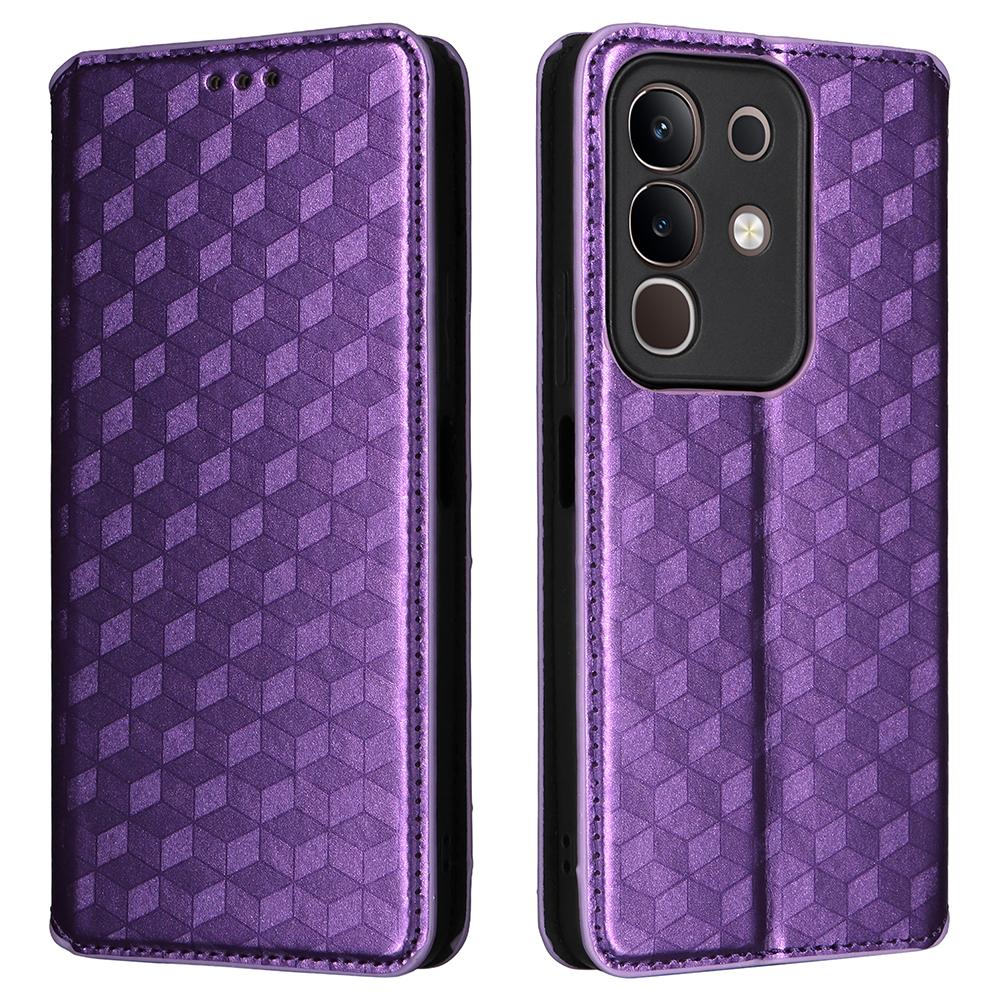 For Vivo Y29 4G/T4x 5G Case Wallet Rhombus Imprinted Leather Phone Cover