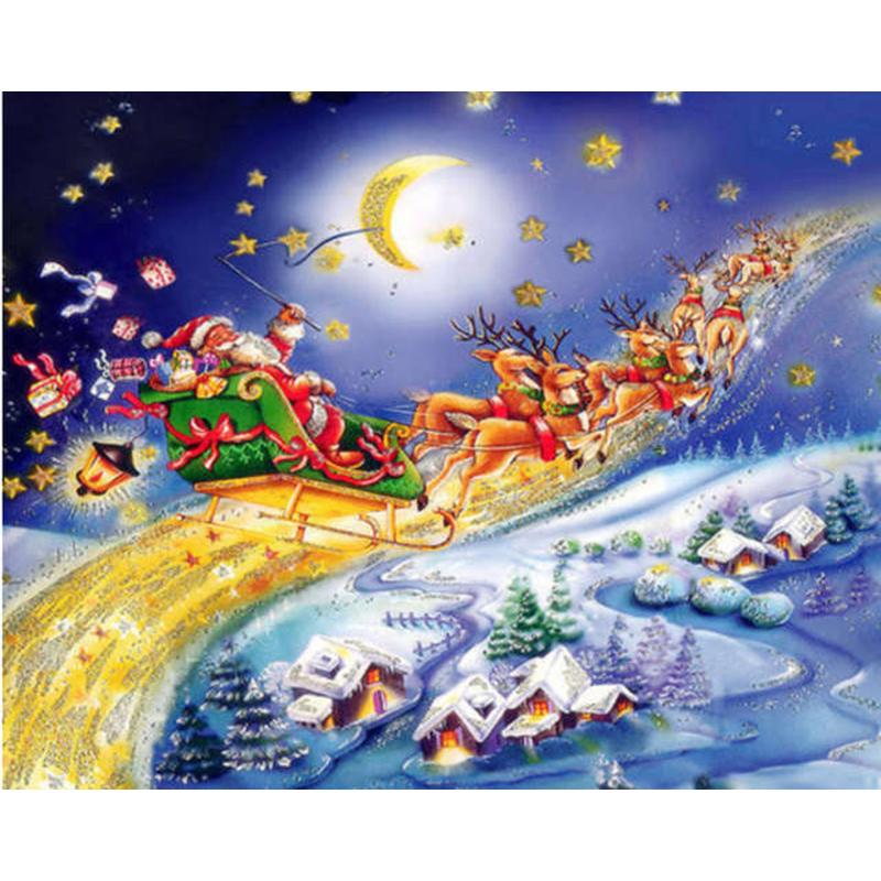 DIY 5D Diamond Painting Santa Claus Diamond Embroidery Winter Snow Tree Cross Stitch Full Round Drill Mosaic Christmas Gift