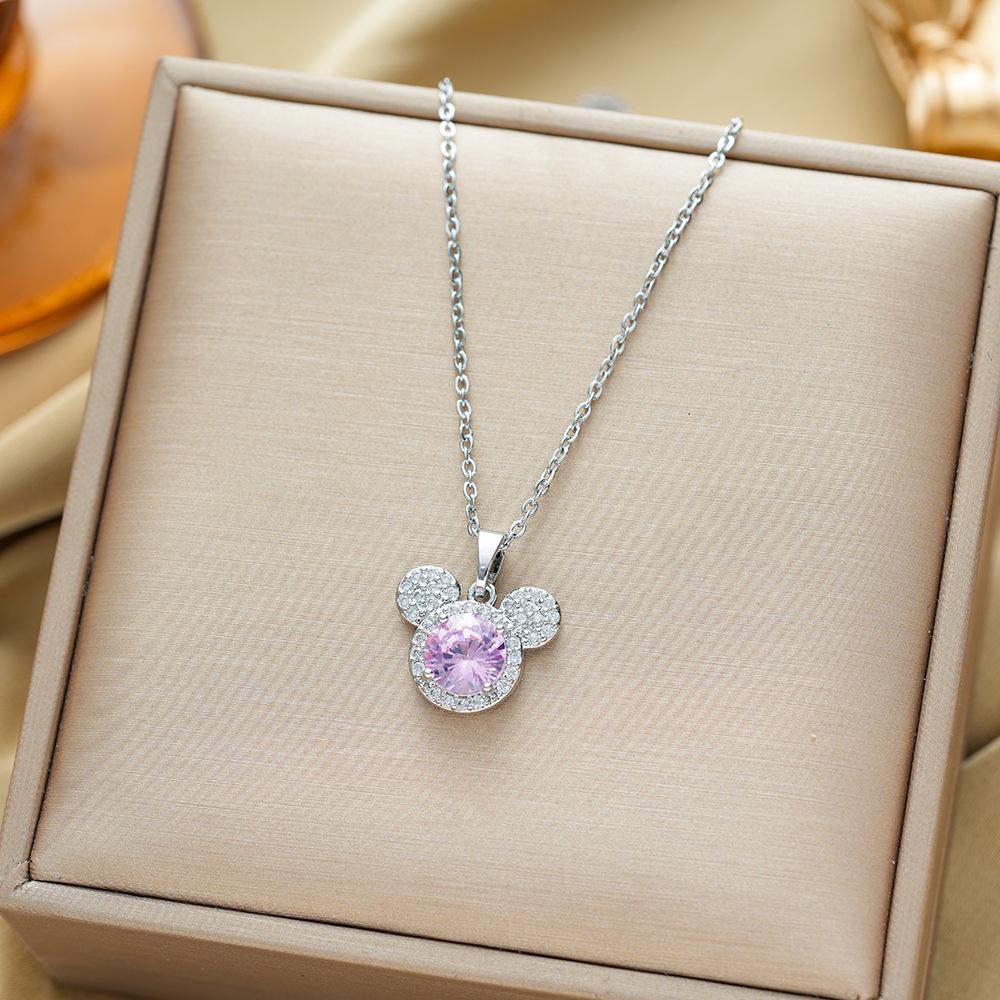 Women's Silver Titanium Steel Necklace with Micro-Inlaid Zircon - Elegant, Durable Clavicle Chain Jewelry