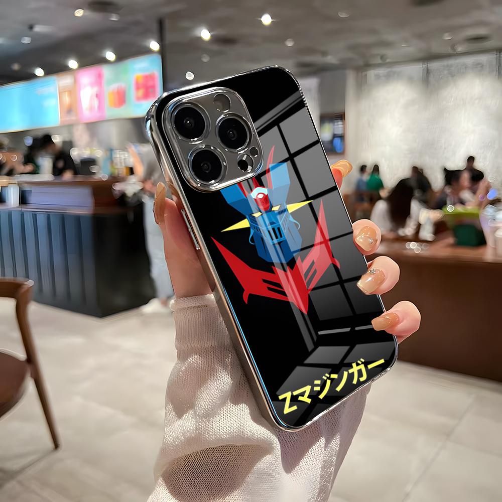 Anime M-Mazinger Z Phone Case For IPhone 17 Pro Max 15 Pro 16 14 Plus 12 13 Mini 11 Pro Shockproof Electroplated Glass Cover