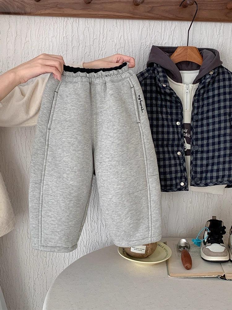 Boys Winter Fleece Lined Thick Warm Straight Leg Pants 80