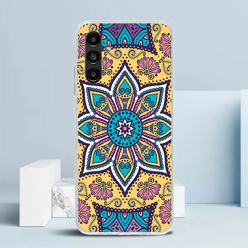 Totem Mandala Colorful Flower Phone Case For Samsung Galaxy A17 A37 A57 A16 A15 A14 A13 A56 A55 A54 A53 A36 A35 A34 A33 A26 A25