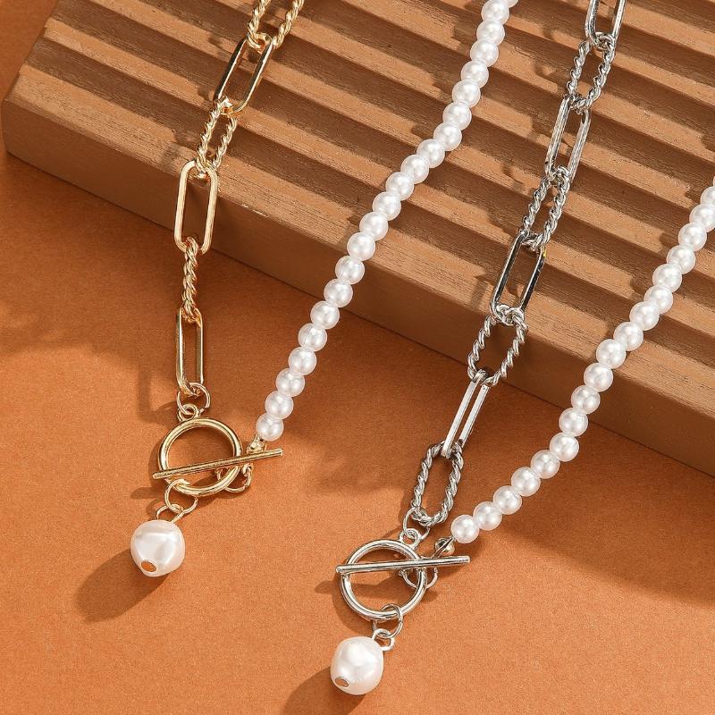 Vintage Gold Color Multiple Styles Imitation Pearl Necklace For Women Boho Trendy Multi-Layer Crystal Pendant Necklaces Jewelry