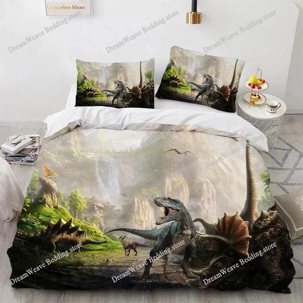 Dinosaur Duvet Cover Set for Kids Boys Girls Polyester King Queen Size Bedding Set Cartoon Wild Animals Comforter Quilt Cover96