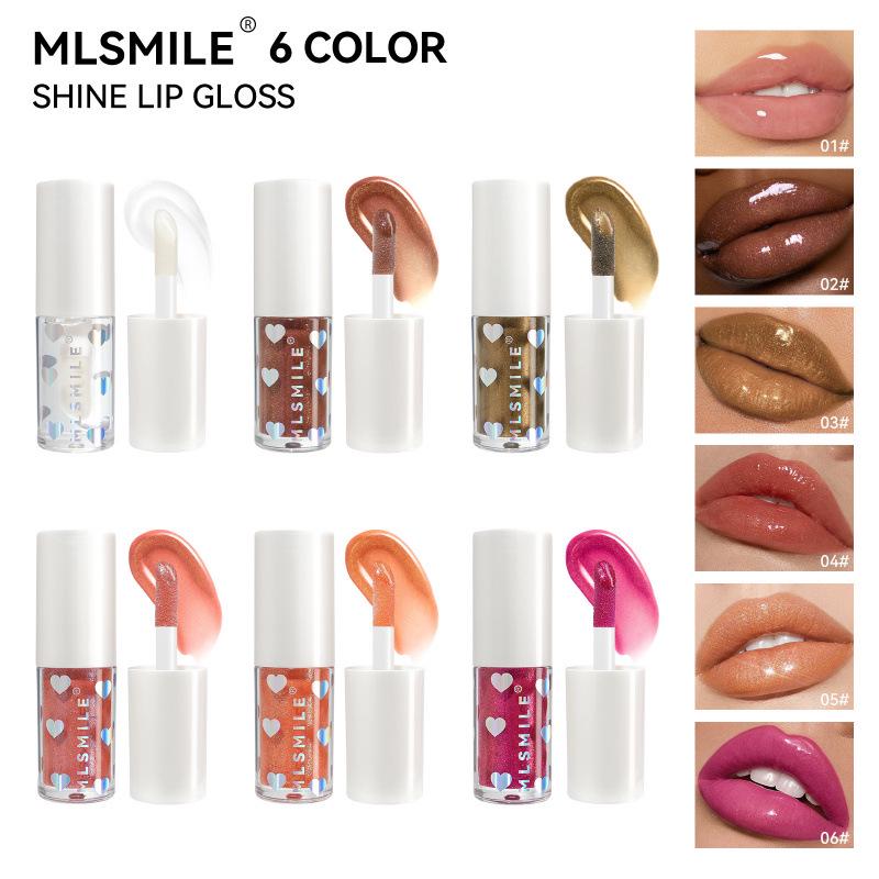 MLSMILE 6-Farben perlmuttfarbener Lipgloss: Langanhaltender, Feuchtigkeitsspendender, Leicht aufzutragender Flüssiglippenstift für Weihnachten.
