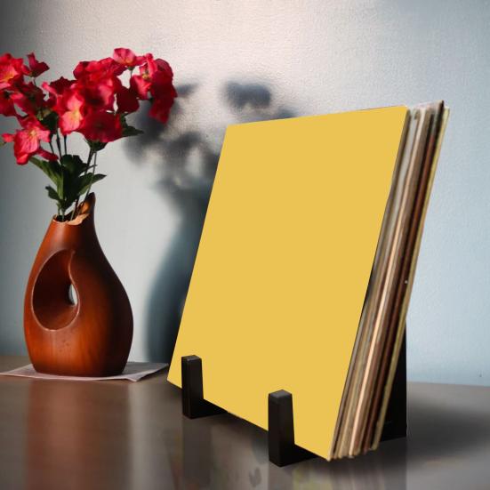 Black Record Storage Stand Holder Minimalist Retro Record Stand Heavy Duty Metal Vinyl Record Organizer for Records Photos Cosmetics