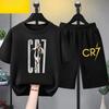 Kids Summer Children Clothing CR7 Soccer Star Print Short Sleeve Top Shorts 2pcs Set Soft Sports Tracksuit Outfit Wear