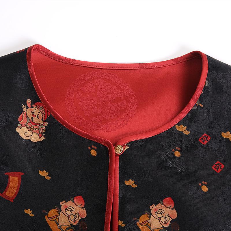 2025 Reversible Chinese Style Women's Silk Jacquard Jacket: Versatile Spring & Autumn Retro Top