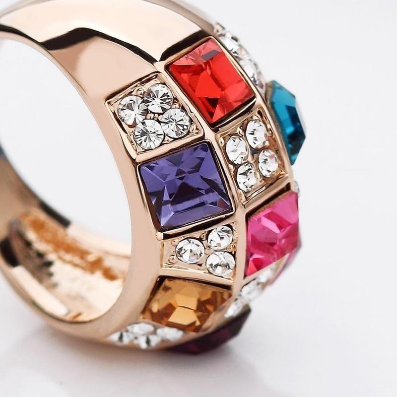 Neu Bunte Stil Diamant Edle Weibliche Klassische Ring Neue