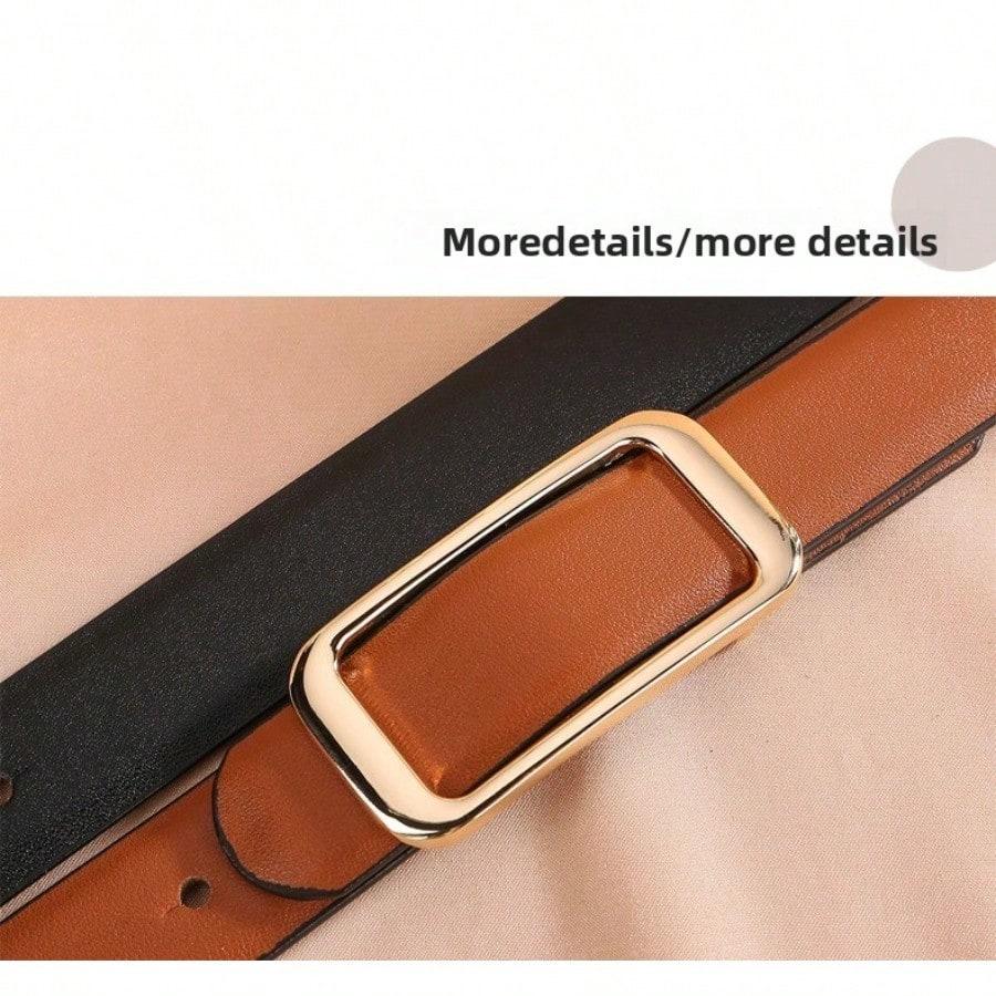 Trousers Cowhide Belt Women's Jeans Versatile Fashion Literary Ins Double Sided Belt Retro Brown Practical Belt