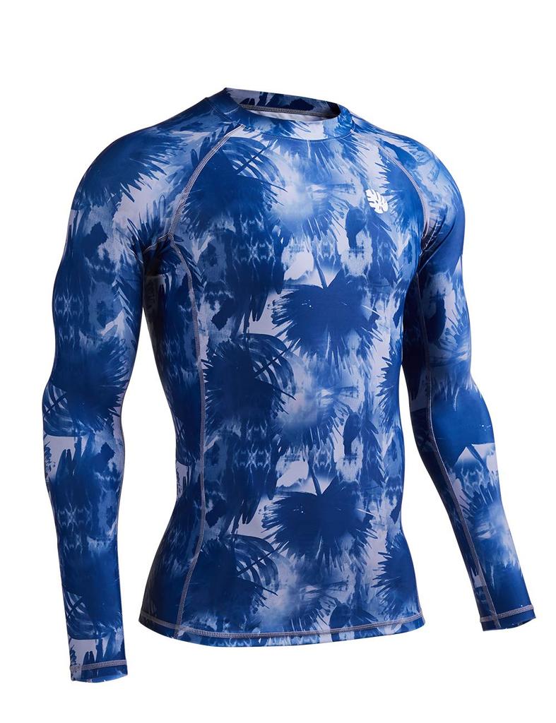 HUGESPORTS Men's Long Sleeve Rash Guard with UPF 50+ UV Protection (Banana Leaf, XS)