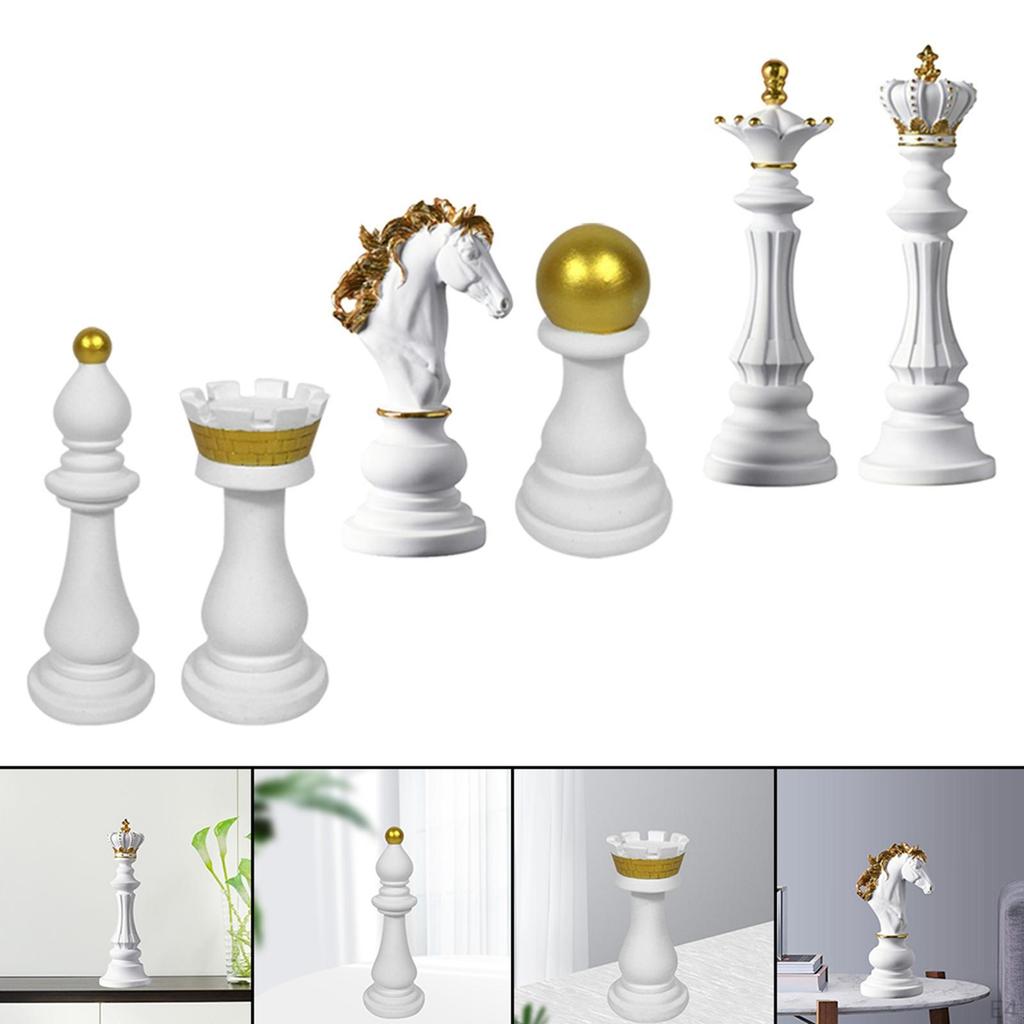 2pcs Chess Pieces Statue Sculpture Collectible Figurine Resin Crafts Home Decoration Contemporary