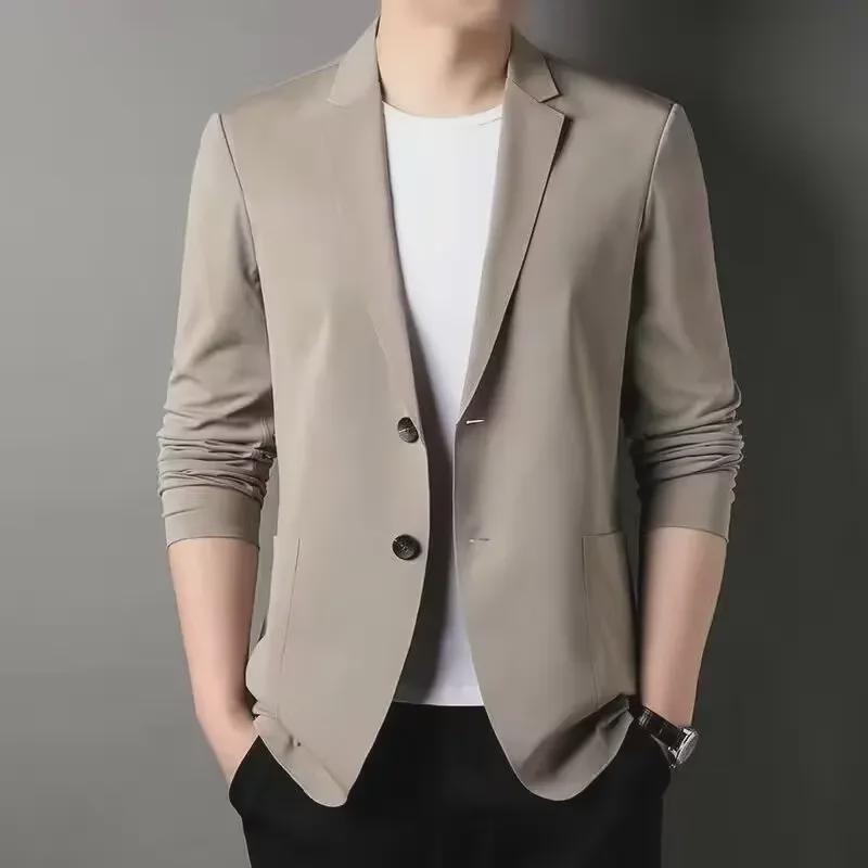 Men's Solid Color Suit Jacket - 2024 Early Spring Casual Business Style
