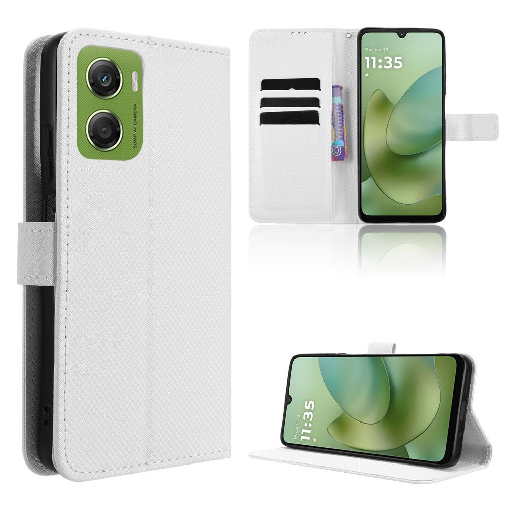 

For Motorola Moto G06 4G Leather Wallet Case with Strap Diamond Texture Phone Cover