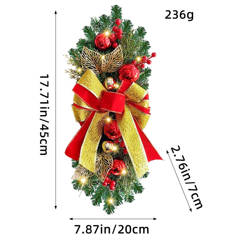 LED Leuchtender Weihnachtsrattan-Kranz: Hängender Tür- und Treppenhaus-Dekor-Anhänger