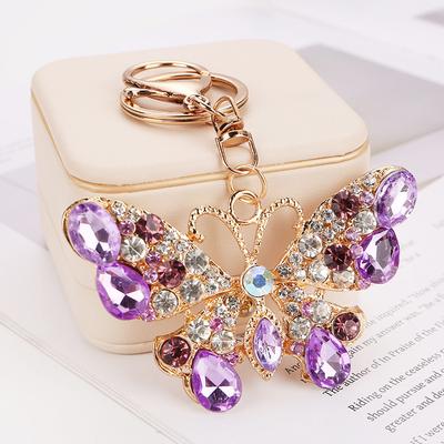 Diamond Studded Butterfly Keychain, Insect Keychain, Personality, Metal, Moth Backpack Ornament