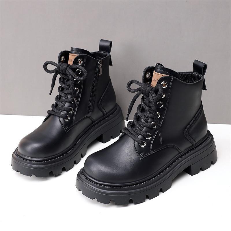

2025 Trendy Versatile Motorcycle Boots: Unisex Soft Leather Martin Boots with Thick Sole, British Style, Plus Velvet. 40