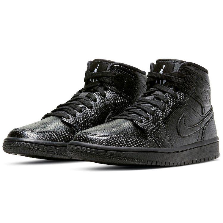 Jordan 1 Mid Black Schlangenleder Damen BQ6472-010